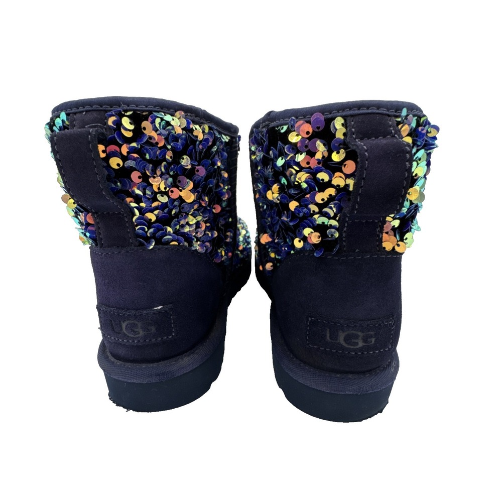 UGG CLASSIC MINI STELLAR SEQUIN BOOTS US 6 Medallion Purple Sparkle Bootie rare - Picture 9 of 16